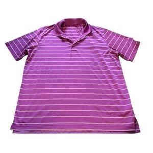 Men's ADIDAS Pink Striped Polo light weight breathable golf Shirt